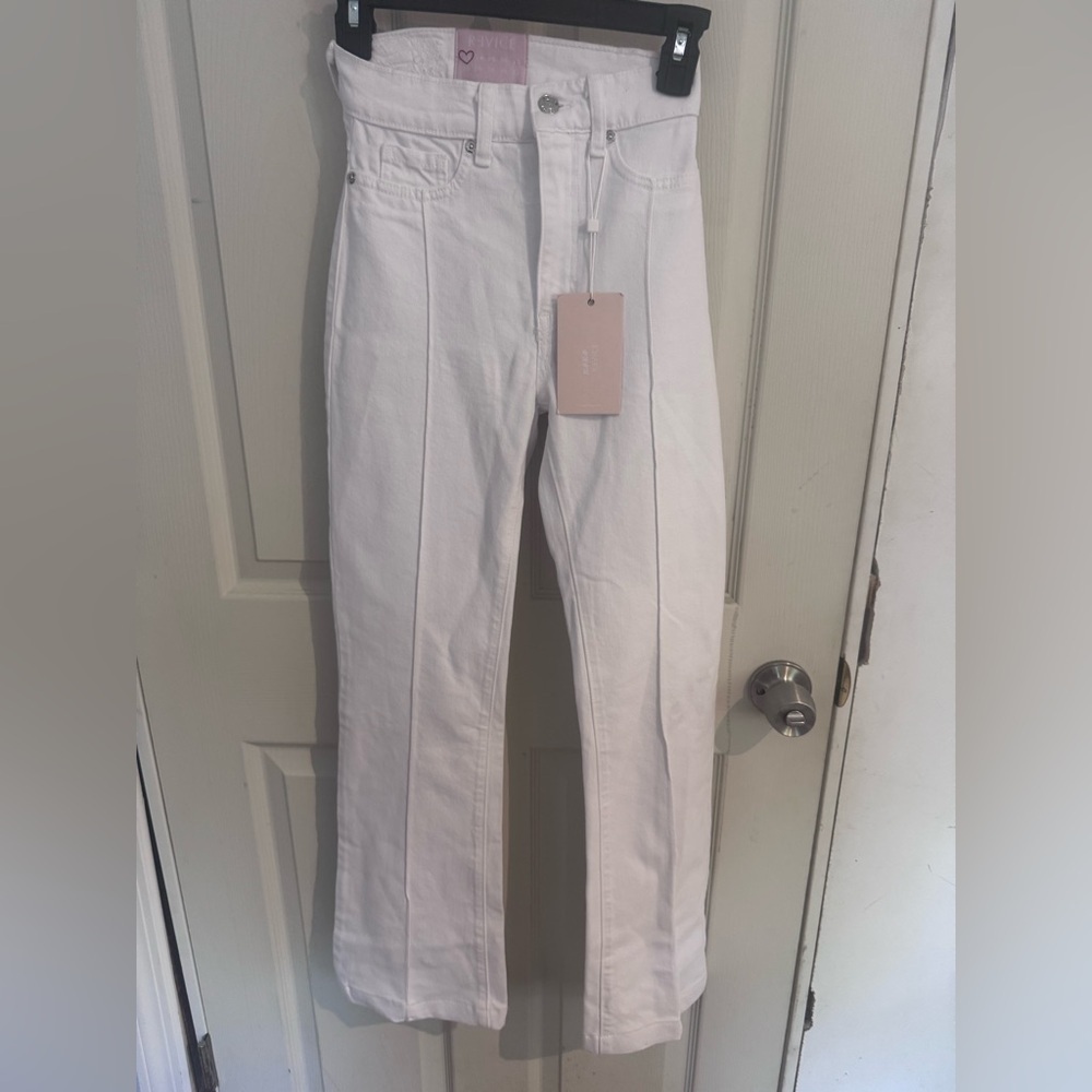 REVICE Women’s AVALON Cutout Detail Flare 70s Retro Jeans-White-Size 23 NWT - Picture 4 of 15